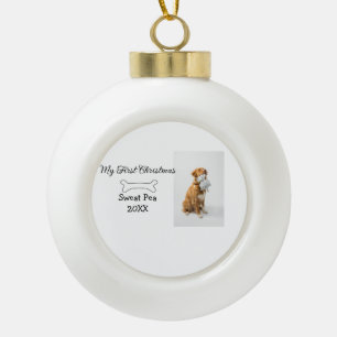Mein erstes Weihnachtstiertier Foto Jahr Knochen Keramik Kugel-Ornament