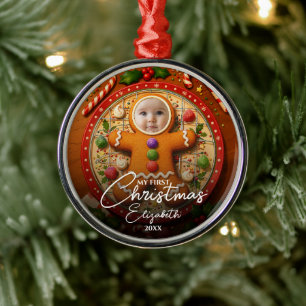 Mein erstes Weihnachtsvergnügen Süßes Lebkuchen-Fo Ornament Aus Metall