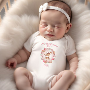 Mein erstes Weihnachtswildmädchen Individuelle Nam Baby Strampler