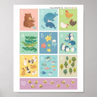 Mein erstes Zählnummern 123 Tierplakat Poster