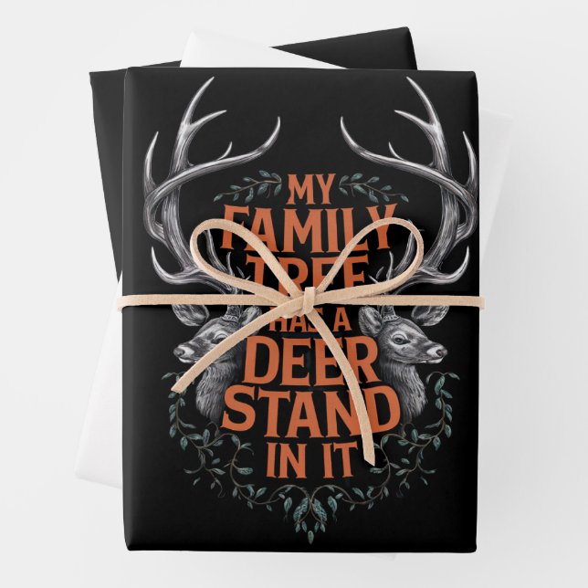 Mein Familienbaum hat einen Hirschständer in der J Geschenkpapier Set (Beispiel)