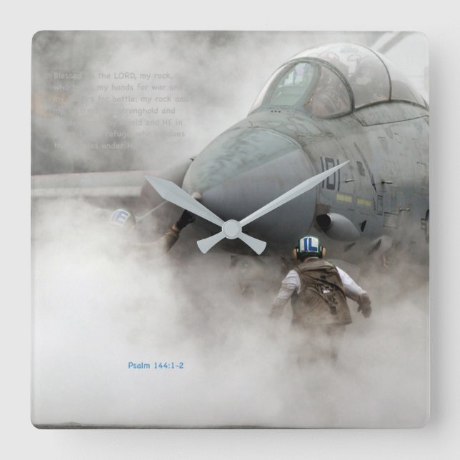 "Mein Felsen" - Psalm-144:1 - 2 Quadratische Wanduhr (Vorderseite)
