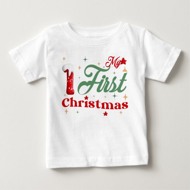 Mein First Christmas Baby Fine Jersey T - Shirt (Vorderseite)