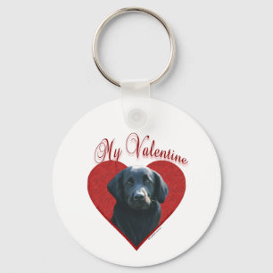 Mein flach beschichteter Retriever Valentine Schlüsselanhänger