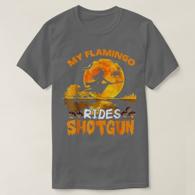 Mein Flamingo Rides Shot Hexe Fly Broomstick Bat H T-Shirt (Design vorne)