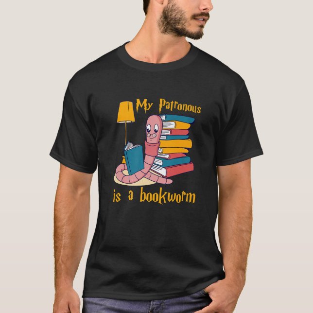 Mein Förderer ist ein Buchwurm Bücher, Leser lesen T-Shirt (Vorderseite)