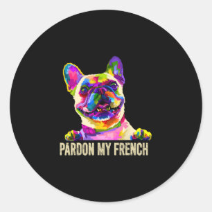 Mein Französisch - Pop Art Fun Französisch Bulldog Runder Aufkleber
