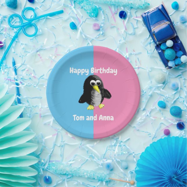Mein Freund der Pinguin, Personalisiert für Twins Pappteller (Party)