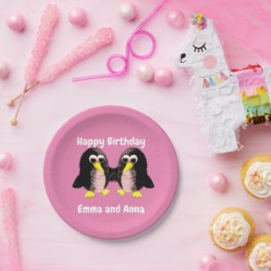 Mein Freund der Pinguin, Personalisiert für Twins  Pappteller