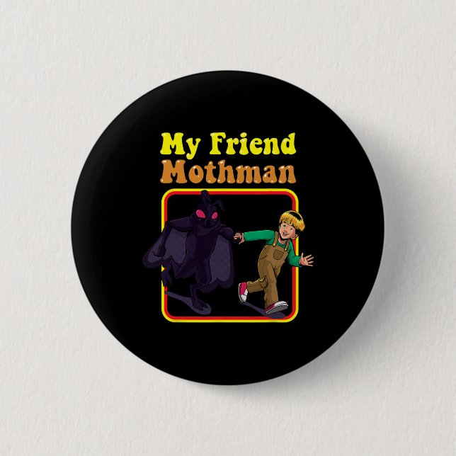 Mein Freund Mothman Fun Retro Cryptid Kreaturen Mo Button (Vorderseite)