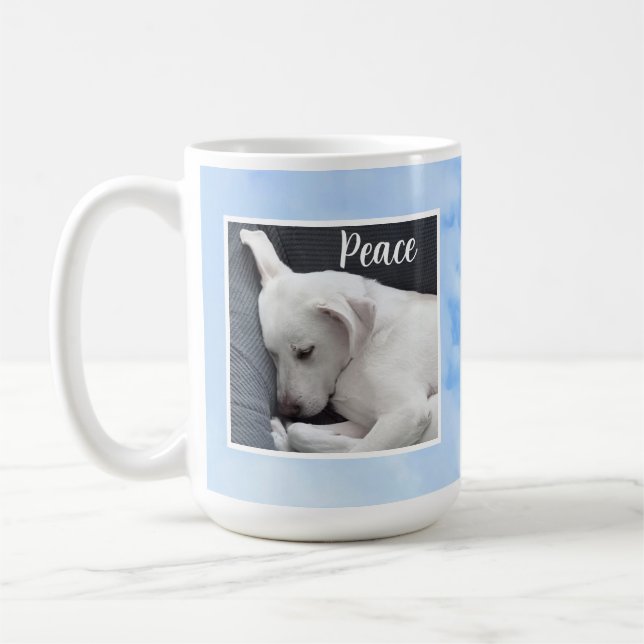 Mein Frieden, den ich dir Bible Verse Dog in Blue  Kaffeetasse (Links)