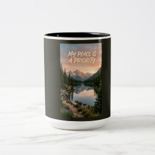 Mein Frieden ist meine Priorität Zweifarbige Tasse