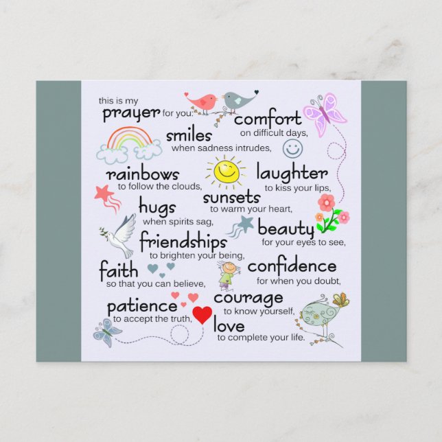 Mein Gebet für dich | Blau Postkarte (Vorderseite)