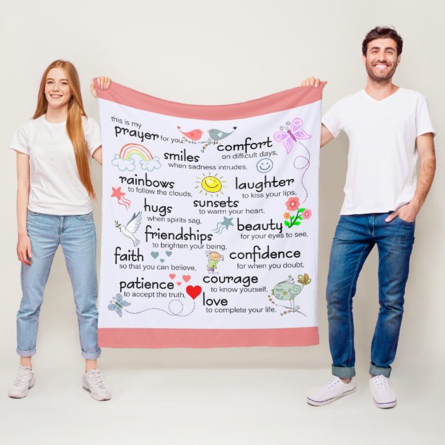 Mein Gebet für Sie | rosa Rose Fleecedecke (Beispiel)