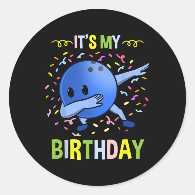 Mein Geburtstag Bowling Byll Runder Aufkleber (Vorderseite)