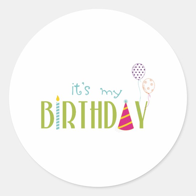Mein Geburtstag Runder Aufkleber (Vorderseite)