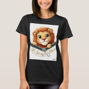 Mein Geheimfreund Süßer Löwe Reißverschluss Frauen T-Shirt