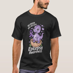 Mein Gehirn hat Schluckauf Dino Lila Band Epilepsi T-Shirt