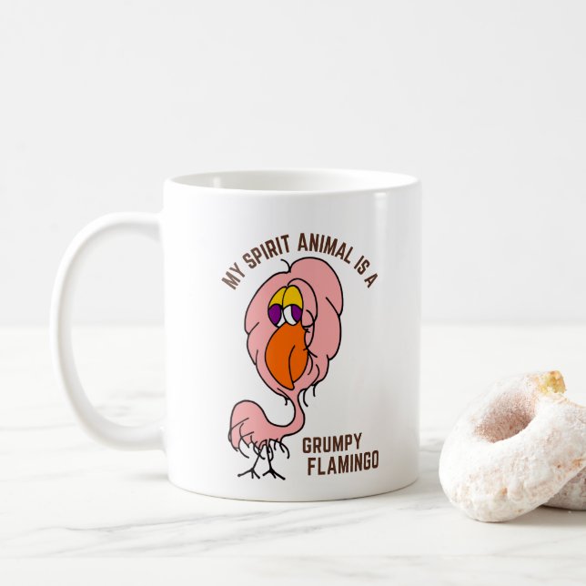 Mein Geist Tier Grumpy Flamingo Funny Kaffeetasse (Mit Donut)
