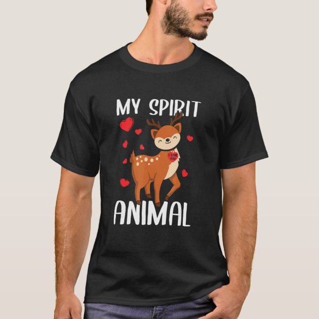 Mein Geist Tier Hirsche I Liebe Sie Herz Valentine T-Shirt (Vorderseite)