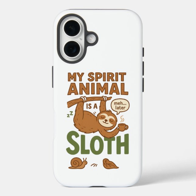 Mein Geist Tier ist ein Faultier iPhone 16 Hülle (Rückseite)