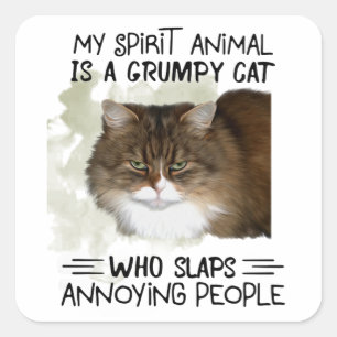 Mein Geist Tier ist ein Katze Tier Zitate Geschenk Quadratischer Aufkleber