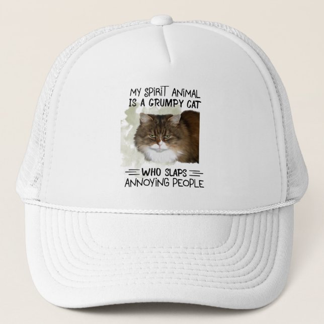 Mein Geist Tier ist ein Katze Tier Zitate Geschenk Truckerkappe (Vorderseite)