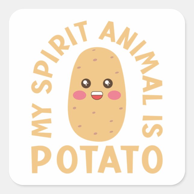 Mein Geist Tier ist Potato Quadratischer Aufkleber (Vorderseite)