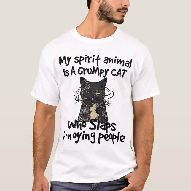 Mein Geiststier ist eine gruselige Katze, die Ärge T-Shirt (Vorderseite)