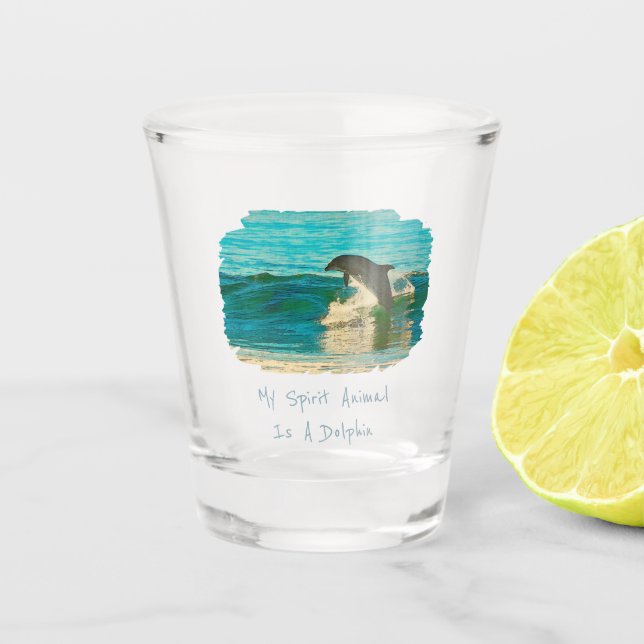 Mein Geisttier ist ein Delphin Schnapsglas (Vorderseite)