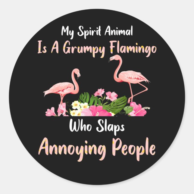 Mein Geisttier ist ein gruseliger Flamingo, der kl Runder Aufkleber (Vorderseite)