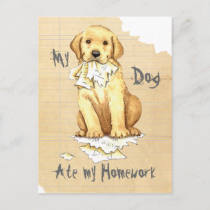 Mein Gelbe Labrador ate meine Hausaufgaben Postkarte