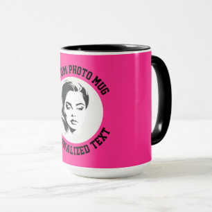 Mein Gesicht auf einem ERDBEER PINK großen benutze Tasse