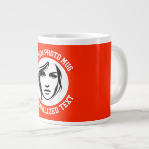 Mein Gesicht auf einem HELLROTEN individuellen Rie Jumbo-Tasse
