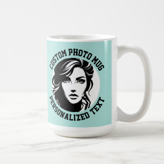 Mein Gesicht auf einem TURKISGRÜNEN großen Maßanfe Kaffeetasse