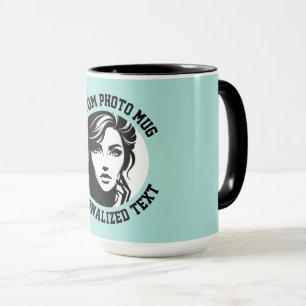 Mein Gesicht auf einer TURKISFARBENEN großen benut Tasse