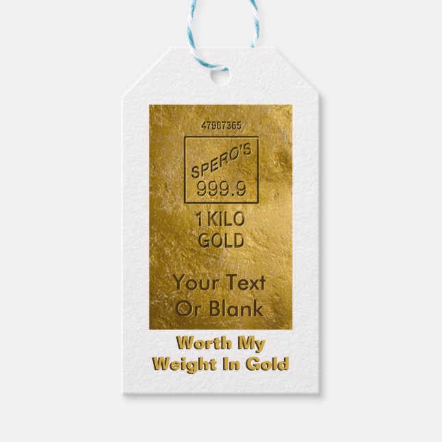 Mein Gewicht in Gold Geschenkanhänger (Vorderseite)