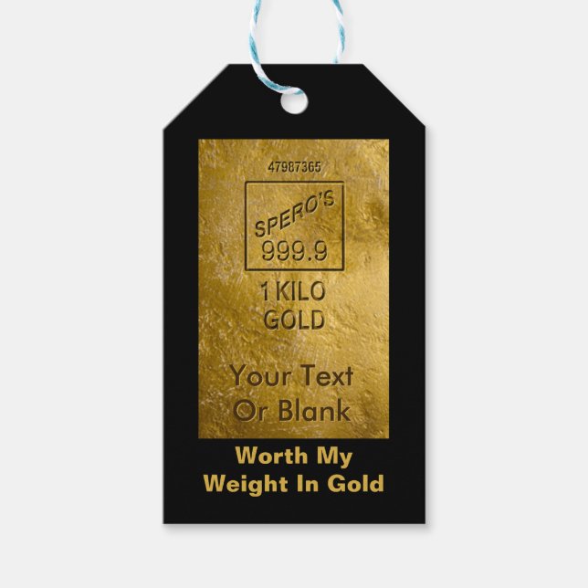 Mein Gewicht in Gold Geschenkanhänger (Vorderseite)