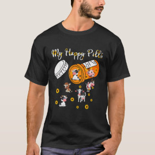 Mein Glück pillt Kühe Niedliche Kuh und Sonnenblum T-Shirt