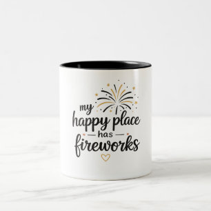 Mein glücklicher Ort hat Feuerwerk Zweifarbige Tasse