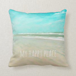 Mein glücklicher Place Turquoise Sky Beach Szene Kissen
