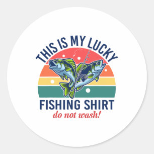 Mein Glücks-Fischerei-Shirt Jugend Kinder Damen Ju Runder Aufkleber