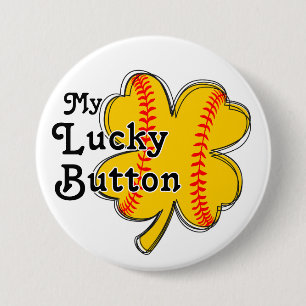 Mein Glücksspielknopf Softball vierblättriges Klee Button