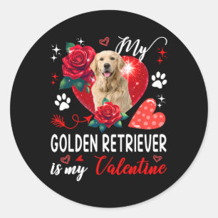 Mein Golden Retriever ist mein Valentinsbesitzer F Runder Aufkleber