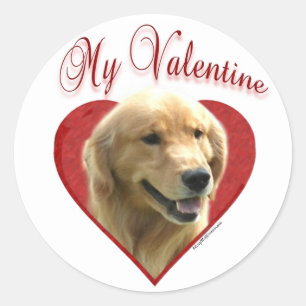 Mein Goldener Retriever Valentine Runder Aufkleber