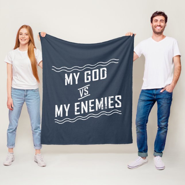 Mein Gott gegen meine Feinde Christliches Zitat Fleecedecke (Beispiel)