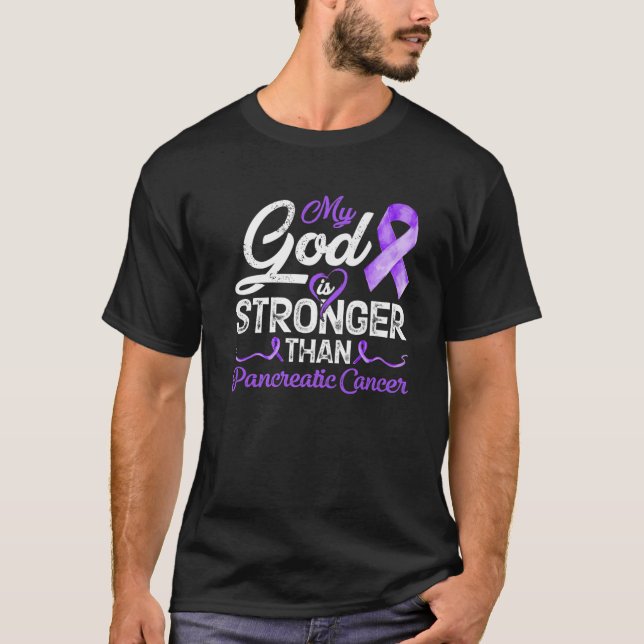 Mein Gott ist stärker als Bauchspeicheldrüsenkrebs T-Shirt (Vorderseite)