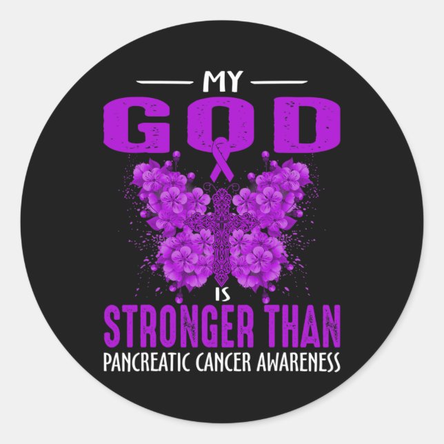 Mein Gott ist stärker als das Bauchspeicheldrüsenk Runder Aufkleber (Vorderseite)