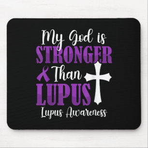 Mein Gott ist stärker als Lupus Lila Ribbon Lupus Mousepad
