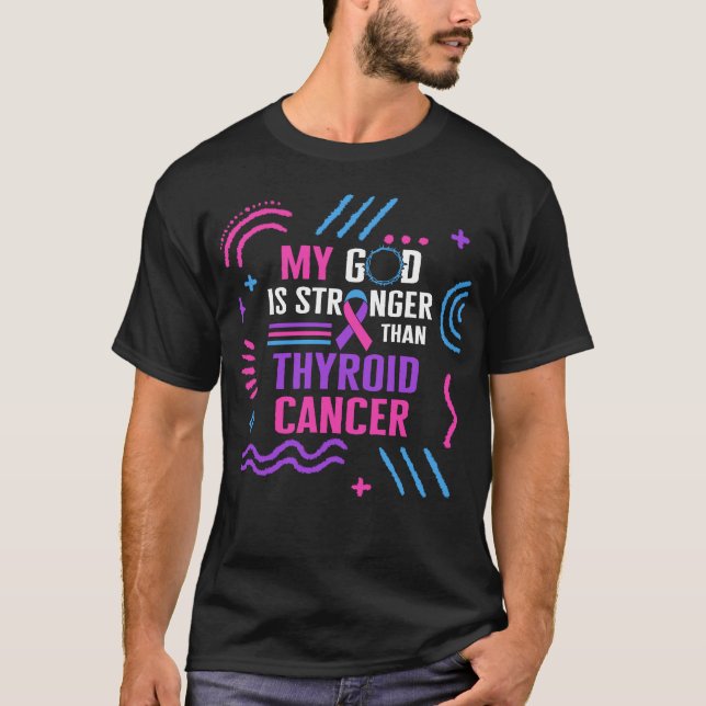 Mein Gott ist stärker als Schilddrüsenkrebs-Bewuss T-Shirt (Vorderseite)